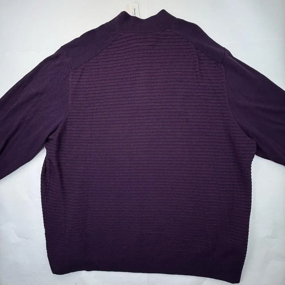 Tommy Bahama Seaport Half Zip Sweater Mens 3XB Rum Berry NWT Tencel $168